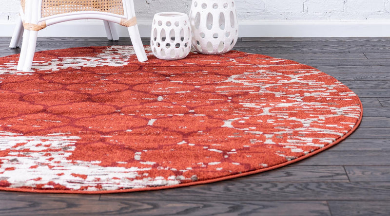 Lattice Gardens Collection Area Rug -  Trellisbay Round Terracotta  lifestyle 66