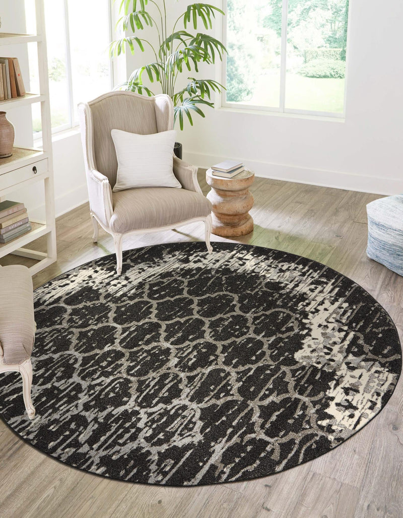 Lattice Gardens Collection Area Rug -  Trellisbay Round Charcoal Gray  lifestyle 60
