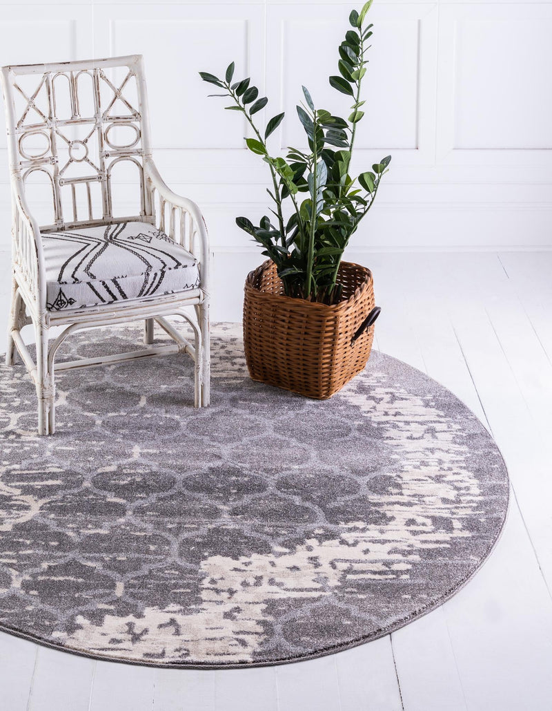 Lattice Gardens Collection Area Rug -  Trellisbay Round Light Gray  lifestyle 15