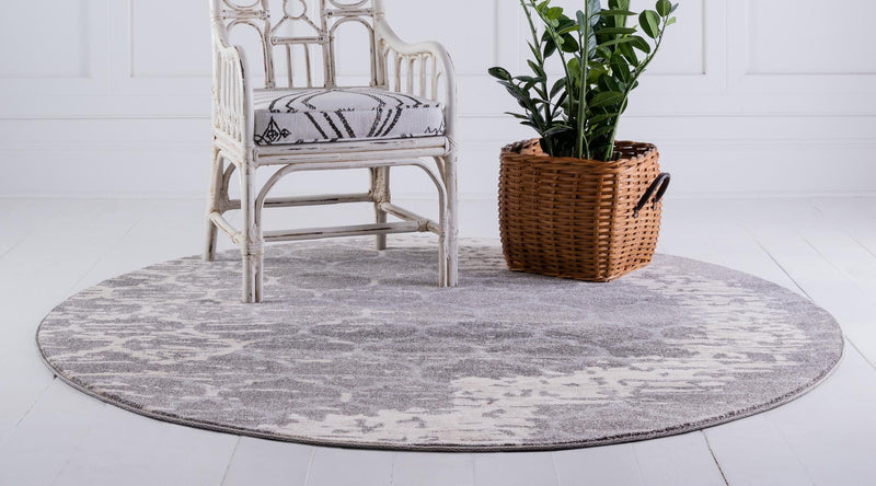 Lattice Gardens Collection Area Rug -  Trellisbay Round Light Gray  lifestyle 16