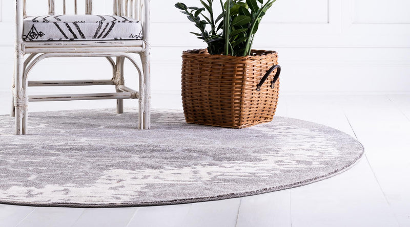 Lattice Gardens Collection Area Rug -  Trellisbay Round Light Gray  lifestyle 17
