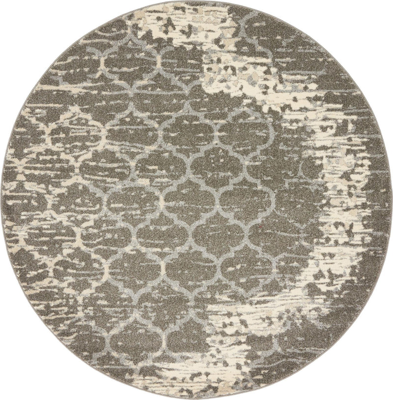 Lattice Gardens Collection Area Rug -  Trellisbay Round Light Gray  lifestyle 14