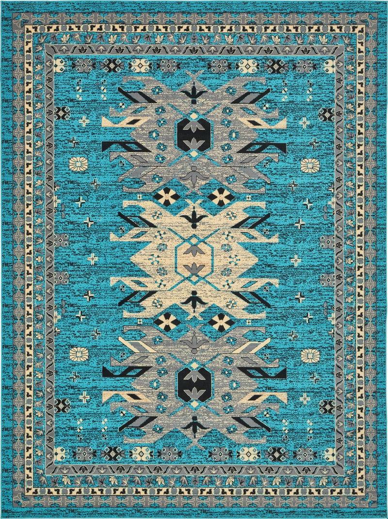Tabriz Tapestries Collection Area Rug - Azerbaijan (Turquoise) Rectangle Turquoise Main