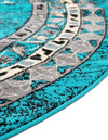 Tabriz Tapestries Collection Area Rug - Azerbaijan (Turquoise) Round Turquoise  lifestyle 28