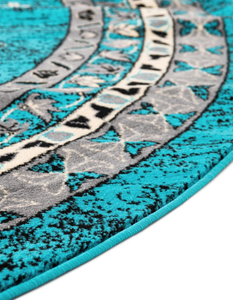 Tabriz Tapestries Collection Area Rug - Azerbaijan (Turquoise) Round Turquoise  lifestyle 28