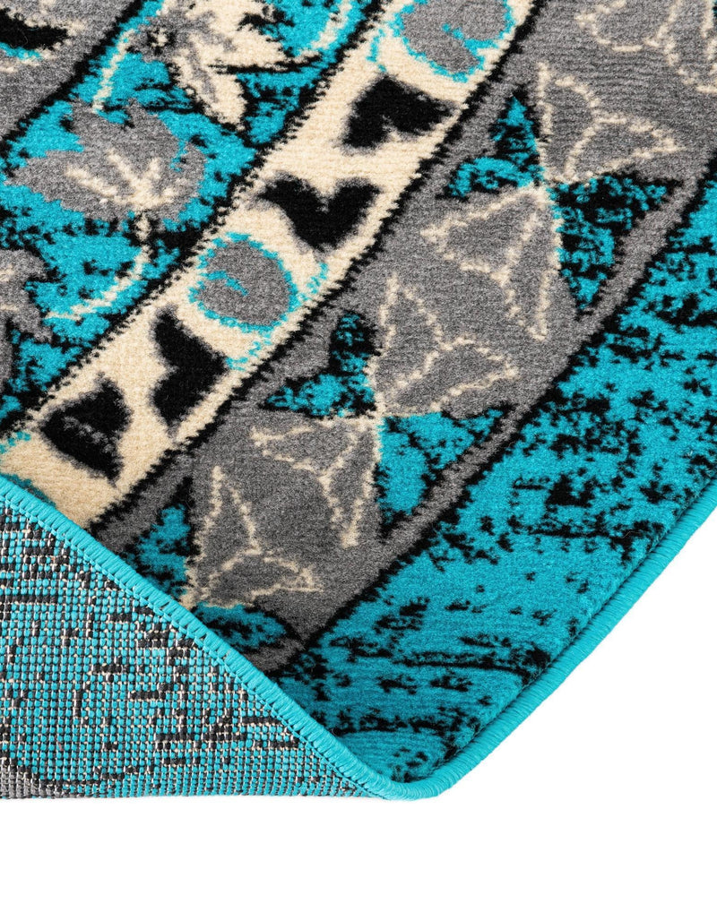 Tabriz Tapestries Collection Area Rug - Azerbaijan (Turquoise) Round Turquoise  lifestyle 29