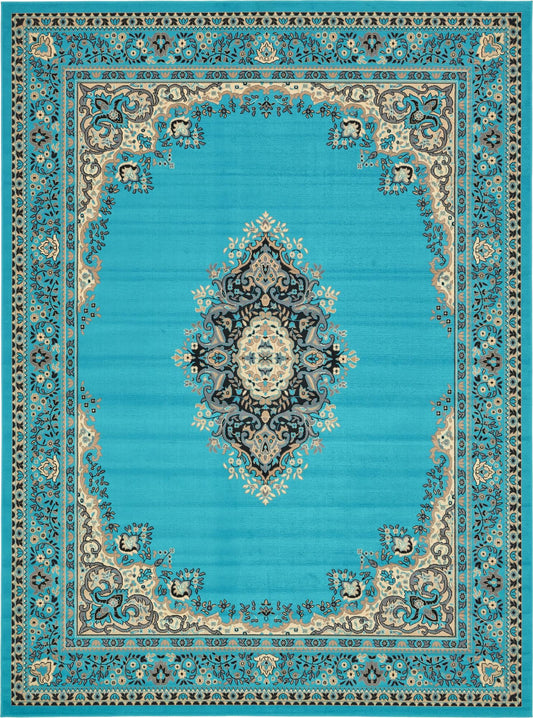 Tabriz Tapestry Collection Area Rug - Azerbaijan (Turquoise) Rectangle Turquoise Main