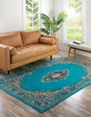 Tabriz Tapestry Collection Area Rug - Azerbaijan (Turquoise) Rectangle Turquoise  lifestyle 3