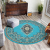 Tabriz Tapestry Collection Area Rug - Azerbaijan (Turquoise) Round Turquoise  lifestyle 35