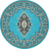 Tabriz Tapestry Collection Area Rug - Azerbaijan (Turquoise) Round Turquoise  lifestyle 13