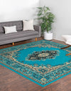 Tabriz Tapestry Collection Area Rug - Azerbaijan (Turquoise) Square Turquoise  lifestyle 19