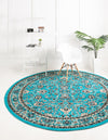 Isfahan Elegance Collection Area Rug - Naghsh-e Jahan (Turquoise) Round Turquoise  lifestyle 19