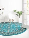 Isfahan Elegance Collection Area Rug - Naghsh-e Jahan (Turquoise) Round Turquoise  lifestyle 22
