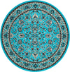 Isfahan Elegance Collection Area Rug - Naghsh-e Jahan (Turquoise) Round Turquoise  lifestyle 16