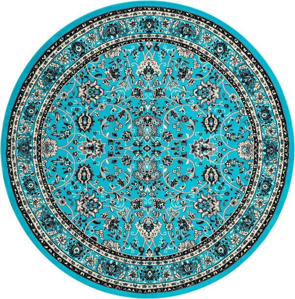 Isfahan Elegance Collection Area Rug - Naghsh-e Jahan (Turquoise) Round Turquoise  lifestyle 16