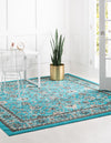 Isfahan Elegance Collection Area Rug - Naghsh-e Jahan (Turquoise) Square Turquoise  lifestyle 23