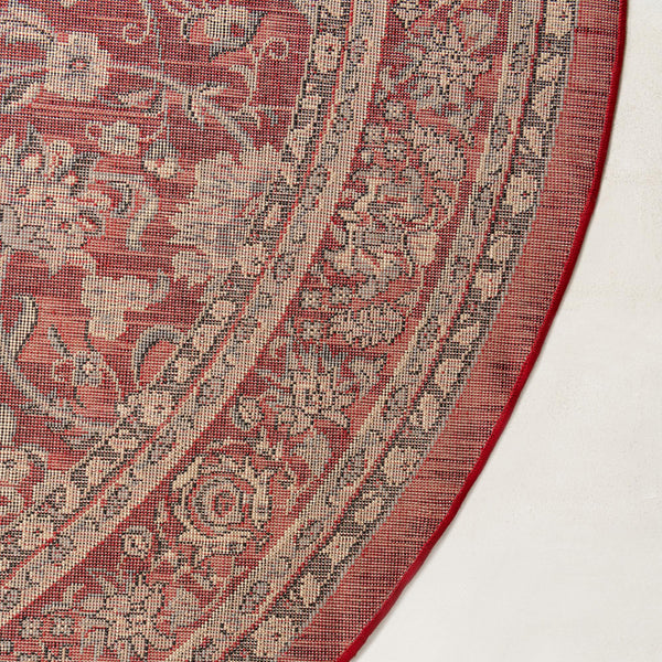Isfahan Elegance Collection Area Rug - Naghsh-e Jahan (Red) Round Red  lifestyle 32