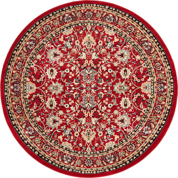 Isfahan Elegance Collection Area Rug - Naghsh-e Jahan (Red) Round Red  lifestyle 11