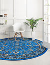 Isfahan Elegance Collection Area Rug - Naghsh-e Jahan (Dark Blue) Round Dark Blue  lifestyle 19