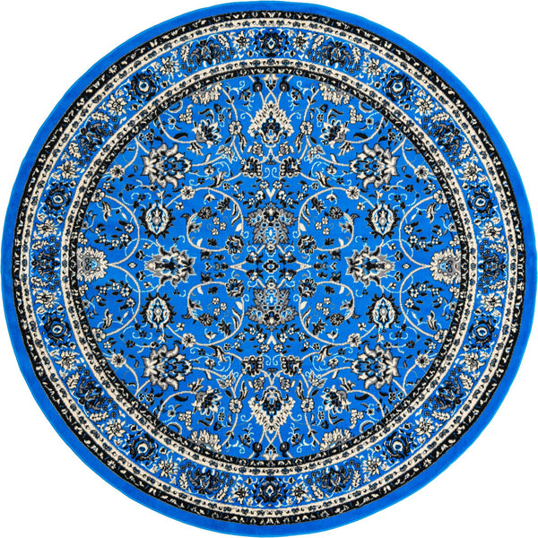 Isfahan Elegance Collection Area Rug - Naghsh-e Jahan (Dark Blue) Round Dark Blue  lifestyle 14