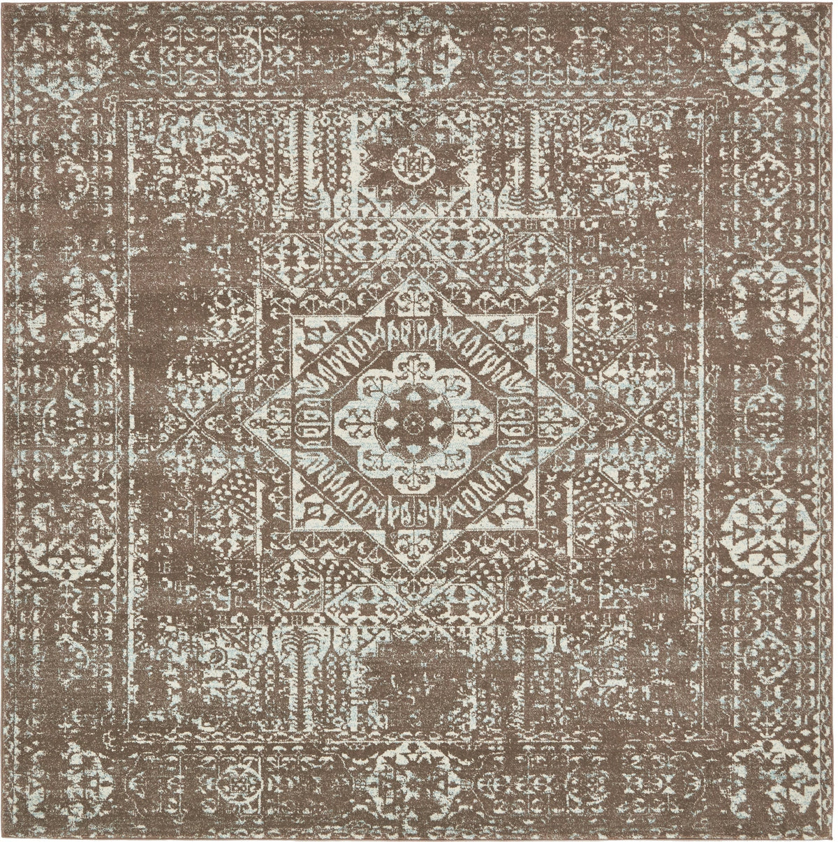 Antique Tapestry Collection Area Rug -  Chantilly Square Light Brown  lifestyle 32