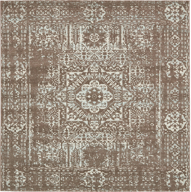Antique Tapestry Collection Area Rug -  Chantilly Square Light Brown  lifestyle 32