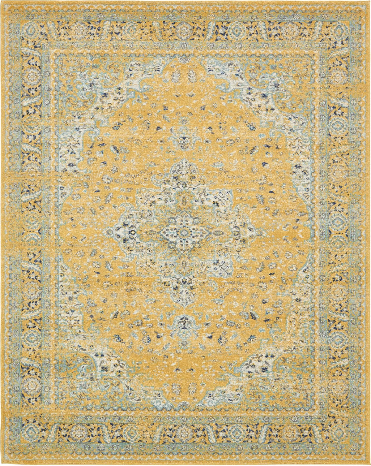 Antique Tapestry Collection Area Rug -  Sandringham Rectangle Yellow Main