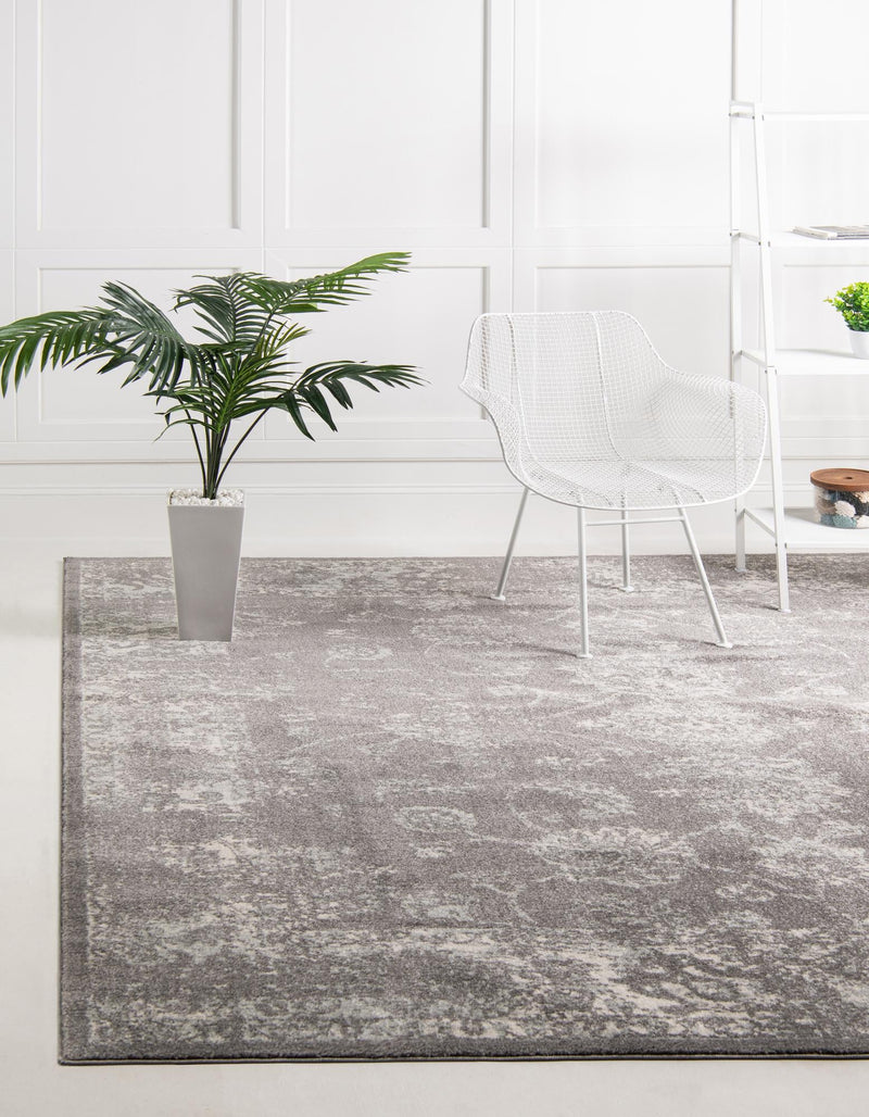 Antique Tapestry Collection Area Rug -  Eltham Square Dark Gray  lifestyle 19