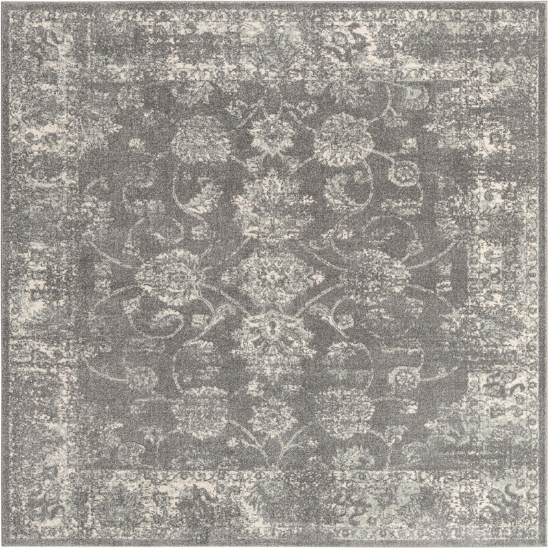 Antique Tapestry Collection Area Rug -  Eltham Square Dark Gray  lifestyle 18