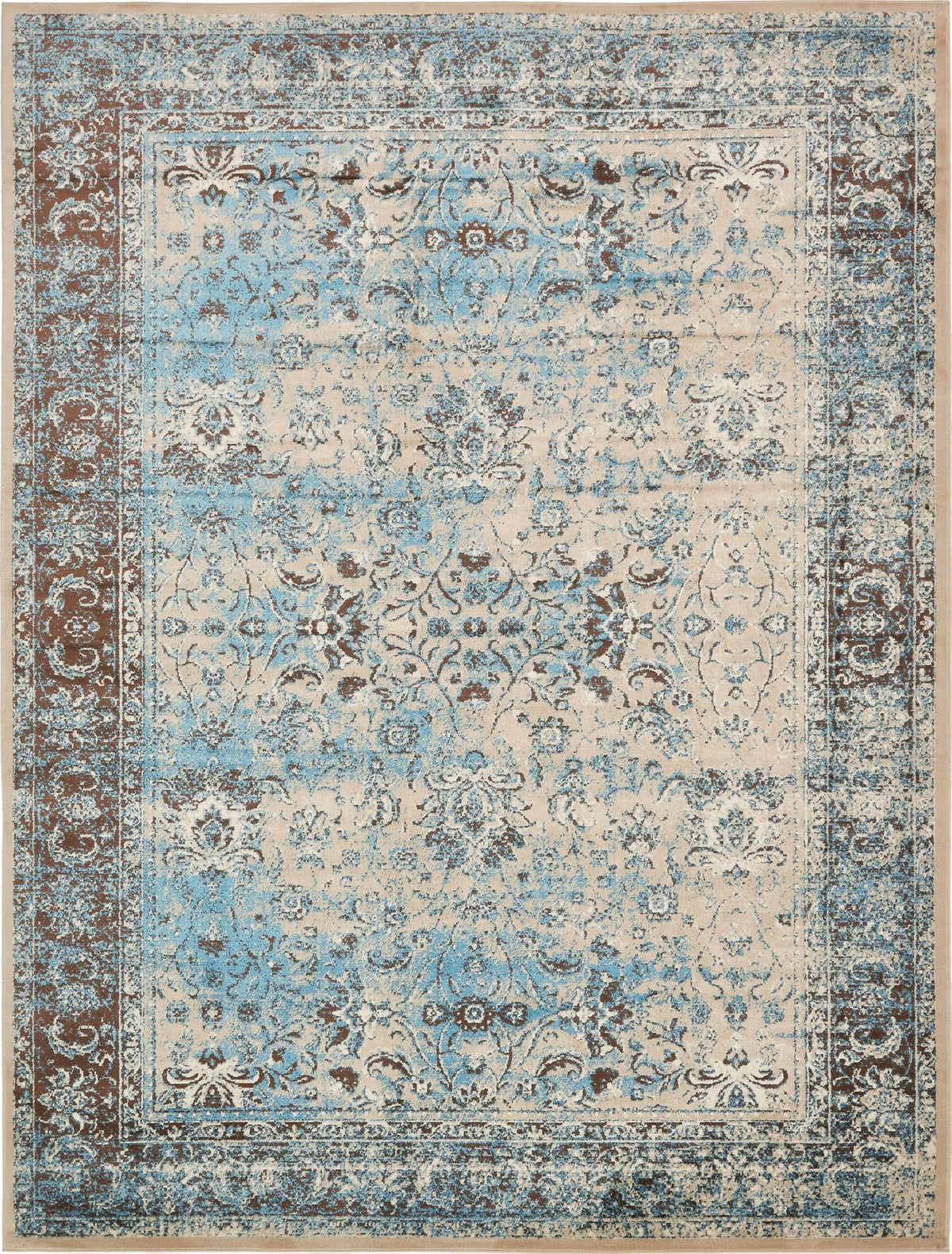 Ankara Elegance Collection Area Rug -  Ephesus Rectangle Ivory and Blue  lifestyle 7