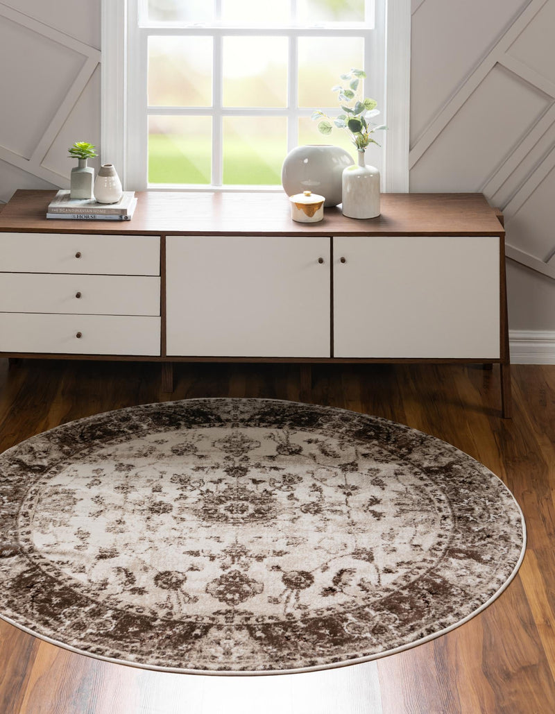 Andes Summit Collection Area Rug -  Aconcagua Round Cream  lifestyle 17