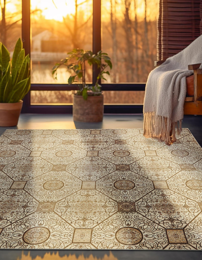 Andes Summit Collection Area Rug -  Ausangate Square Cream  lifestyle 36