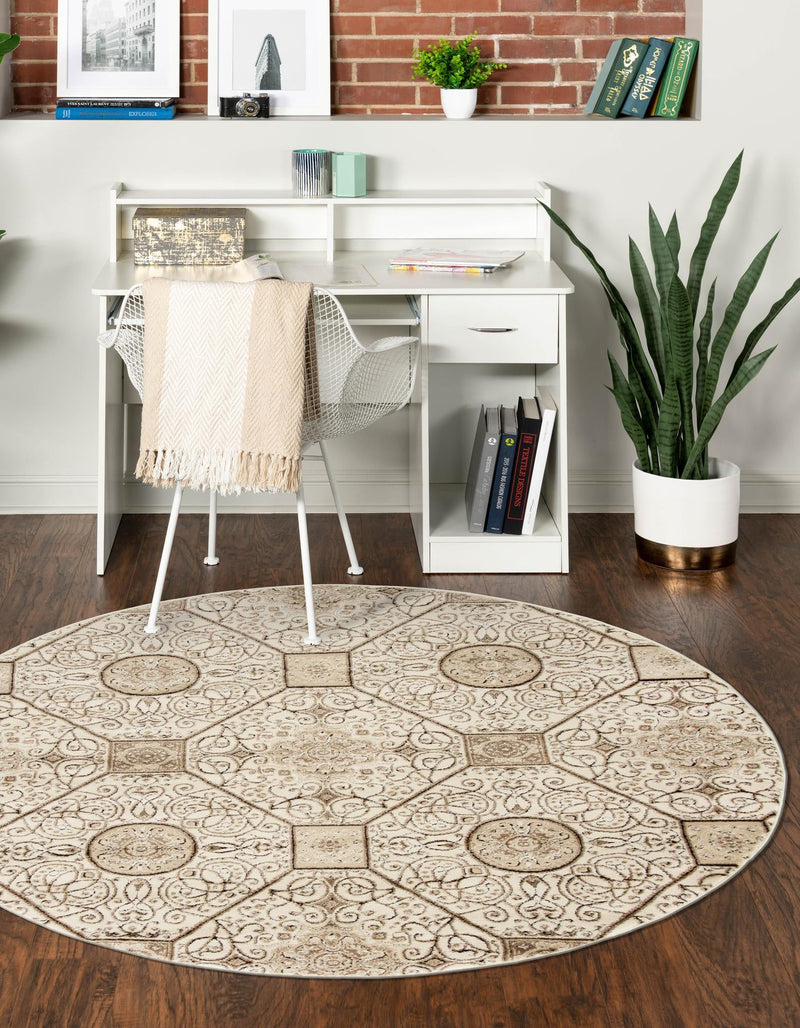 Andes Summit Collection Area Rug -  Ausangate Round Cream  lifestyle 21