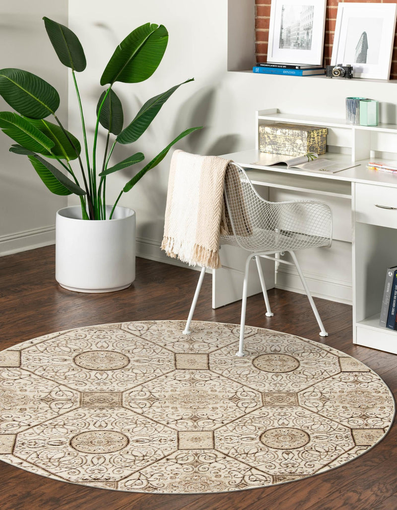 Andes Summit Collection Area Rug -  Ausangate Round Cream  lifestyle 24