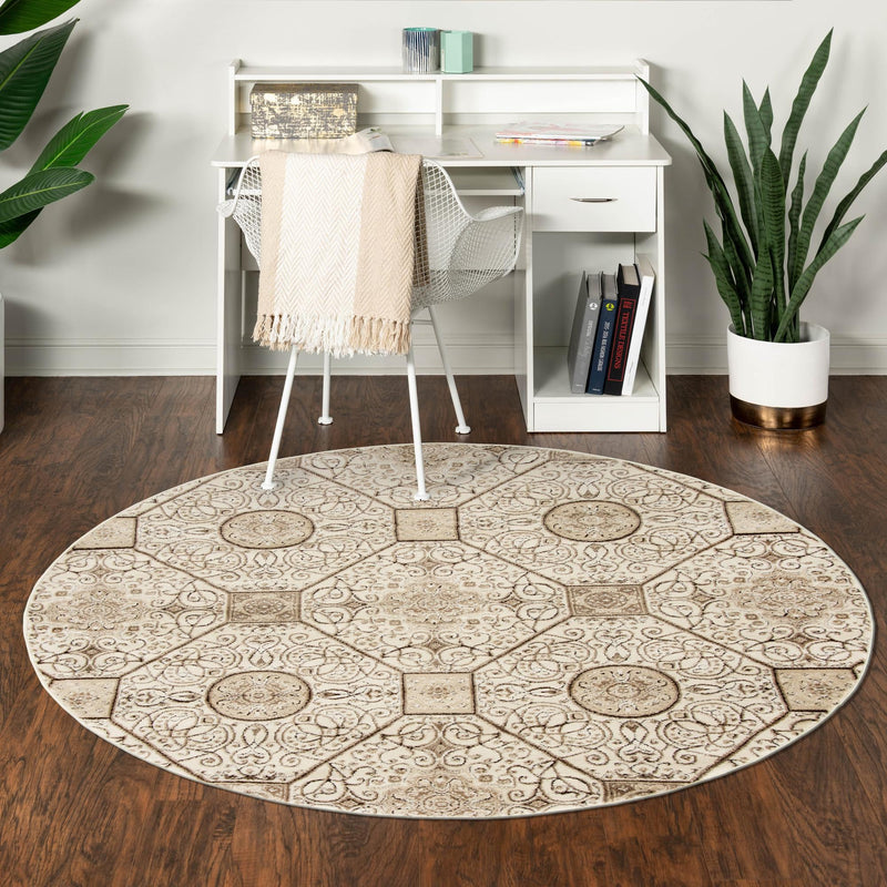 Andes Summit Collection Area Rug -  Ausangate Round Cream  lifestyle 65