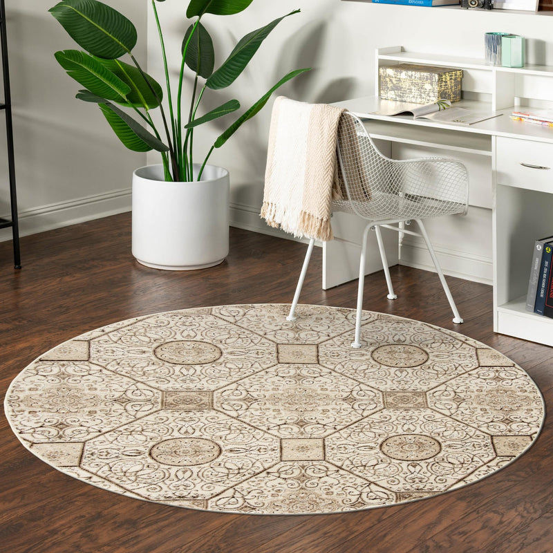 Andes Summit Collection Area Rug -  Ausangate Round Cream  lifestyle 66