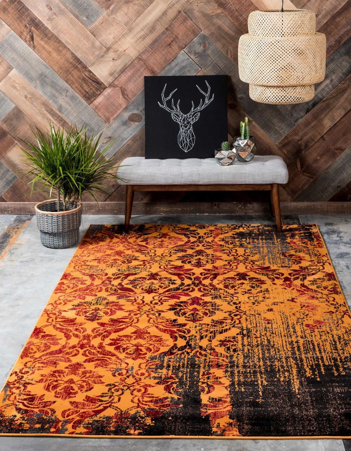 Ankara Elegance Collection Area Rug -  Pamukkale Rectangle Orange  lifestyle 6