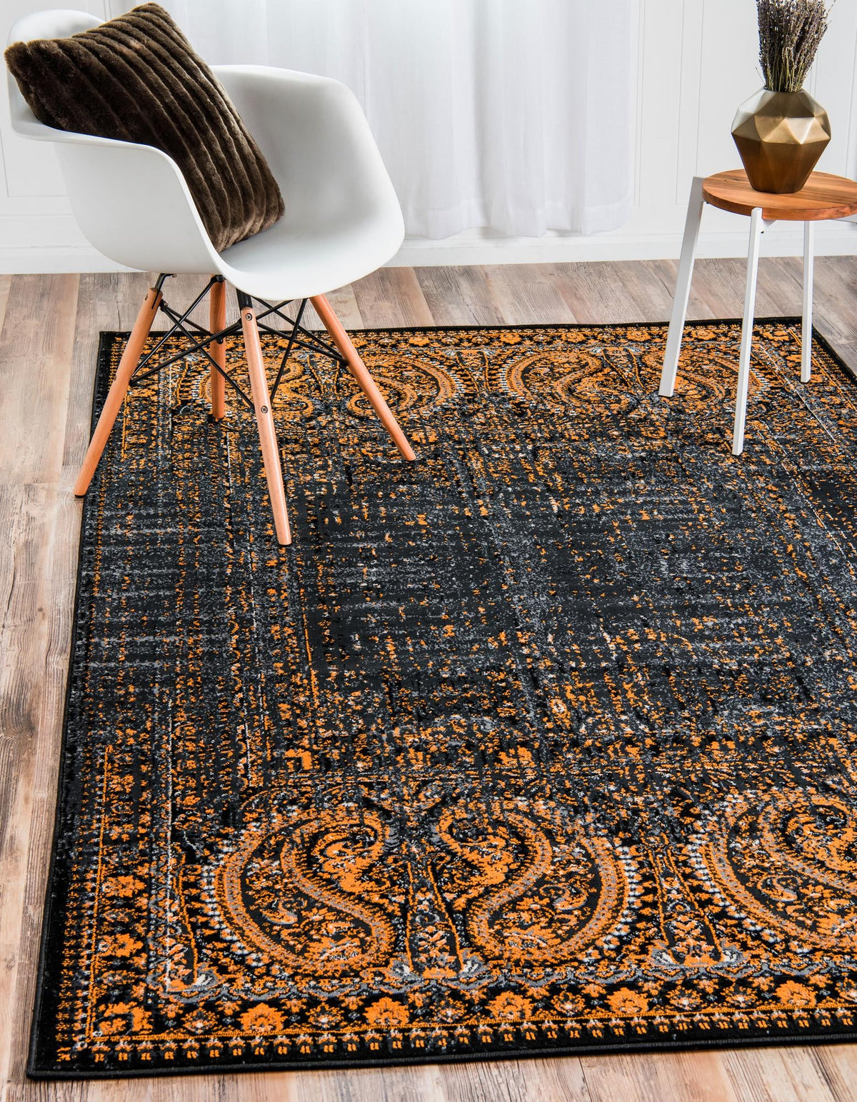 Ankara Elegance Collection Area Rug - Cappadocia Rectangle Black  lifestyle 10