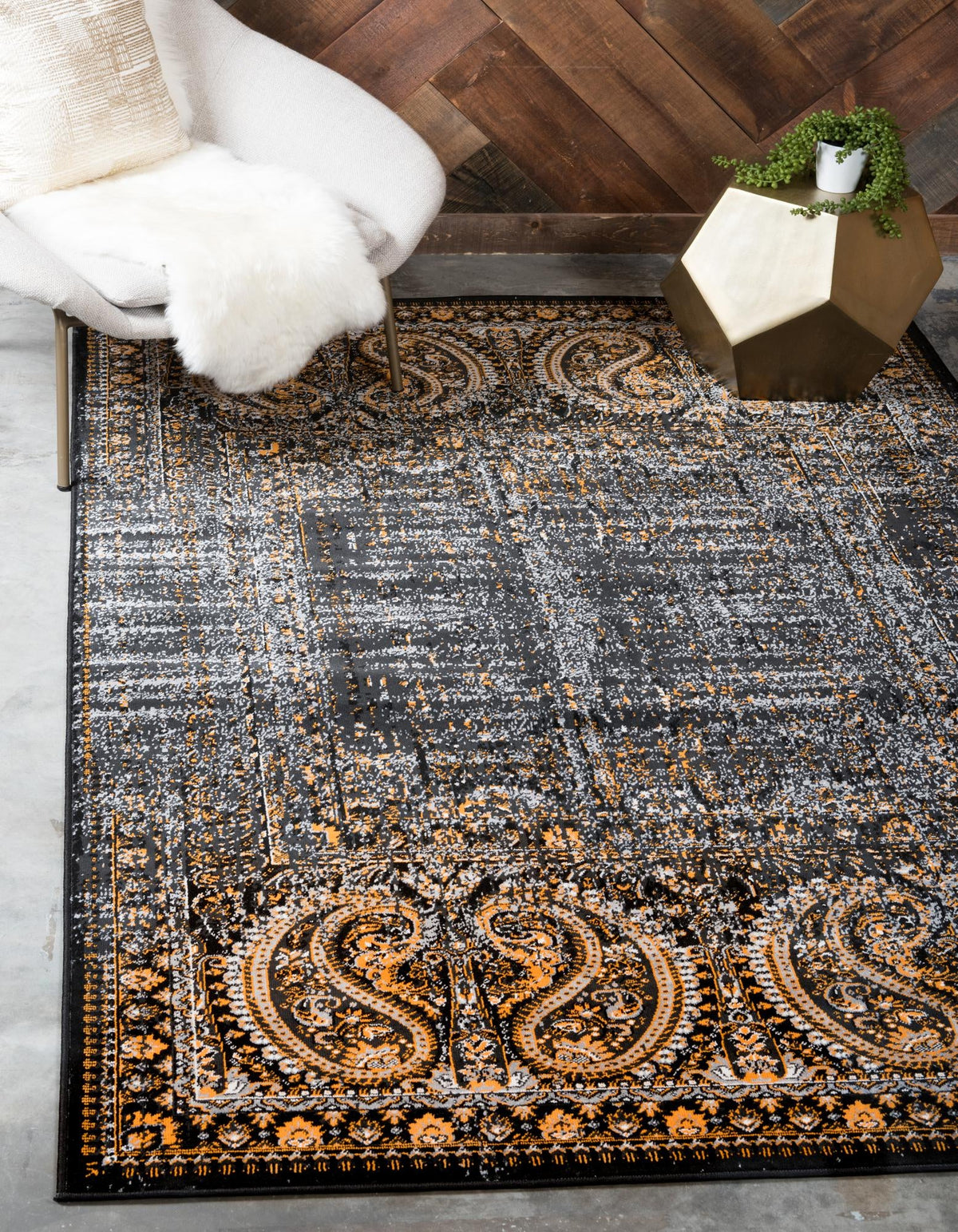 Ankara Elegance Collection Area Rug - Cappadocia Rectangle Black  lifestyle 6