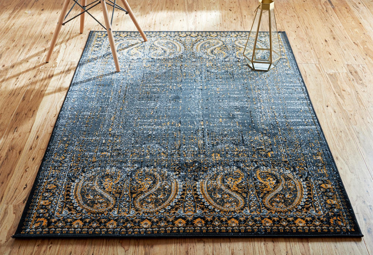 Ankara Elegance Collection Area Rug - Cappadocia Rectangle Black  lifestyle 8