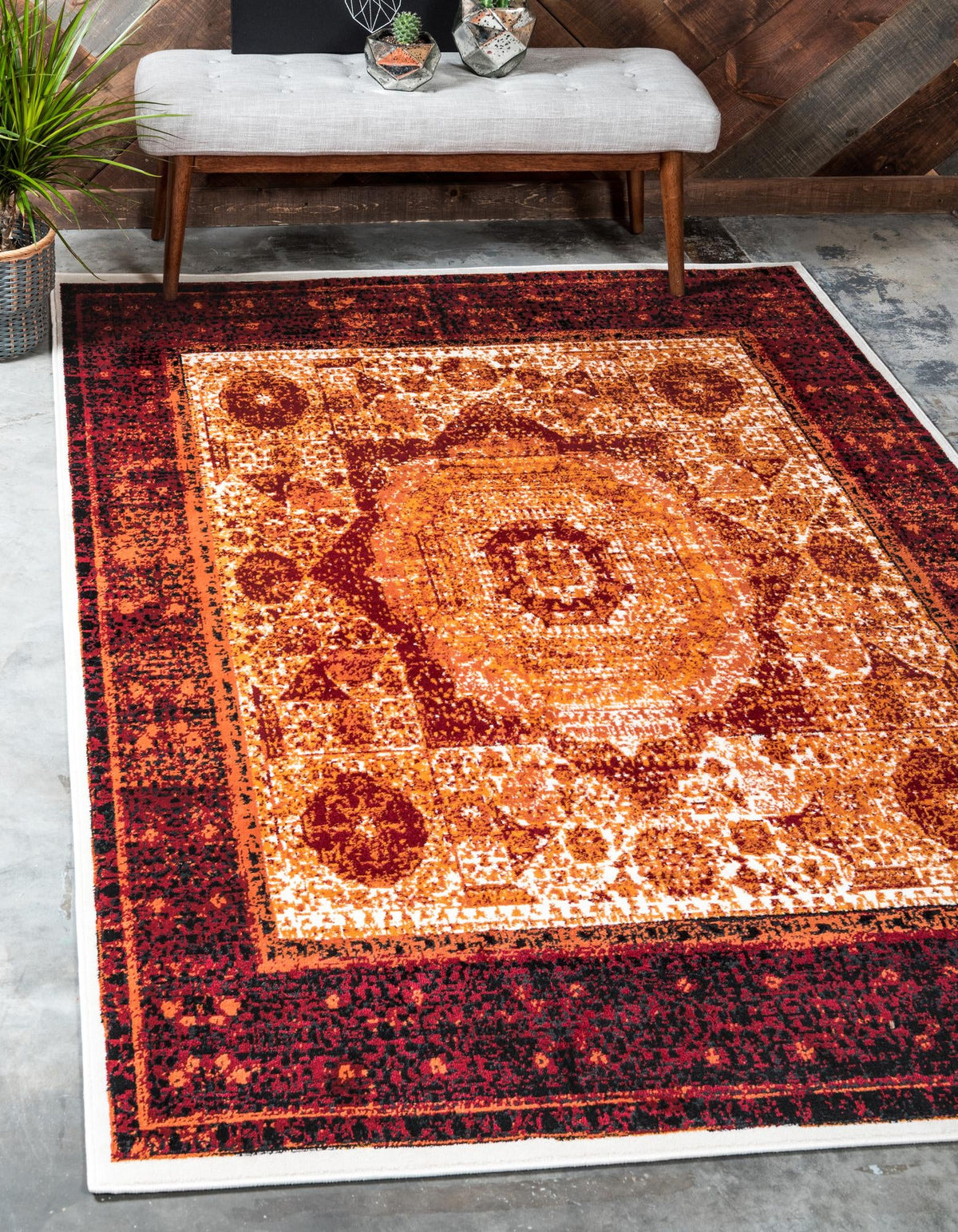 Ankara Elegance Collection Area Rug -  Izmir Rectangle Orange  lifestyle 2