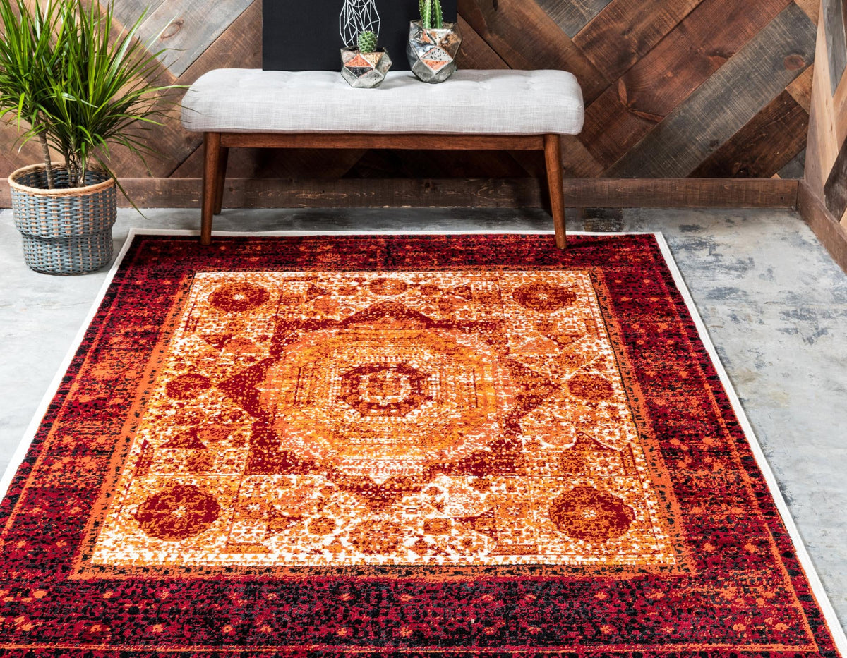 Ankara Elegance Collection Area Rug -  Izmir Rectangle Orange  lifestyle 4