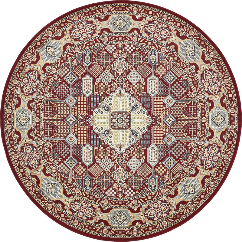 Persian Elegance Collection Area Rug -  Kashan Round Burgundy  lifestyle 22