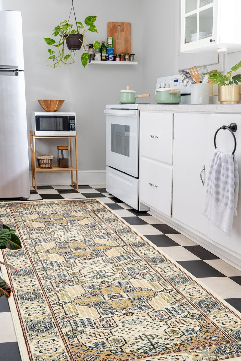 Persian Elegance Collection Area Rug -  Kashan Runner Ivory  lifestyle 38
