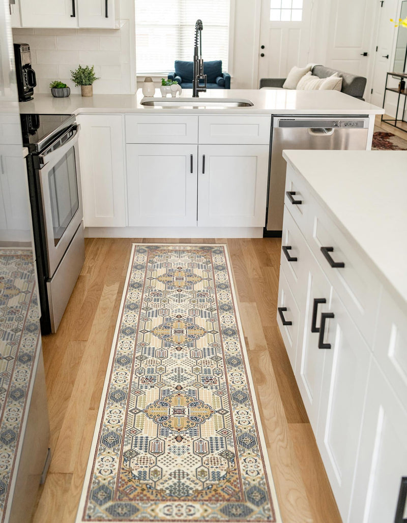 Persian Elegance Collection Area Rug -  Kashan Runner Ivory  lifestyle 45