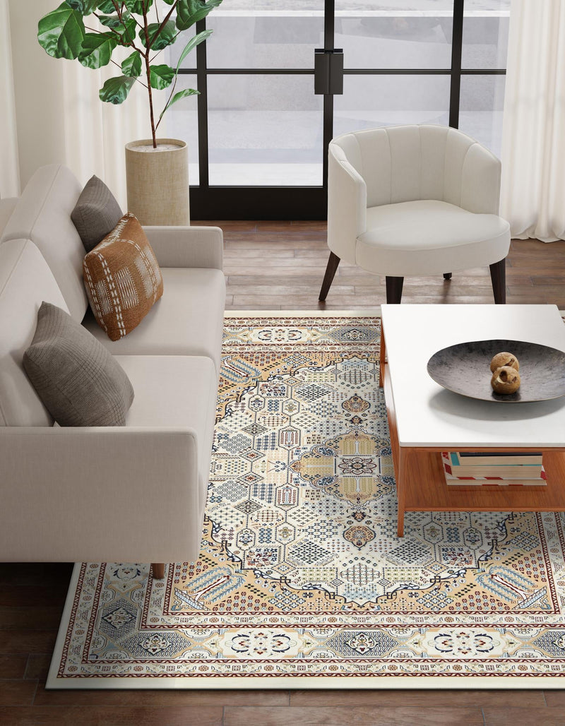 Persian Elegance Collection Area Rug -  Kashan Rectangle Ivory  lifestyle 10