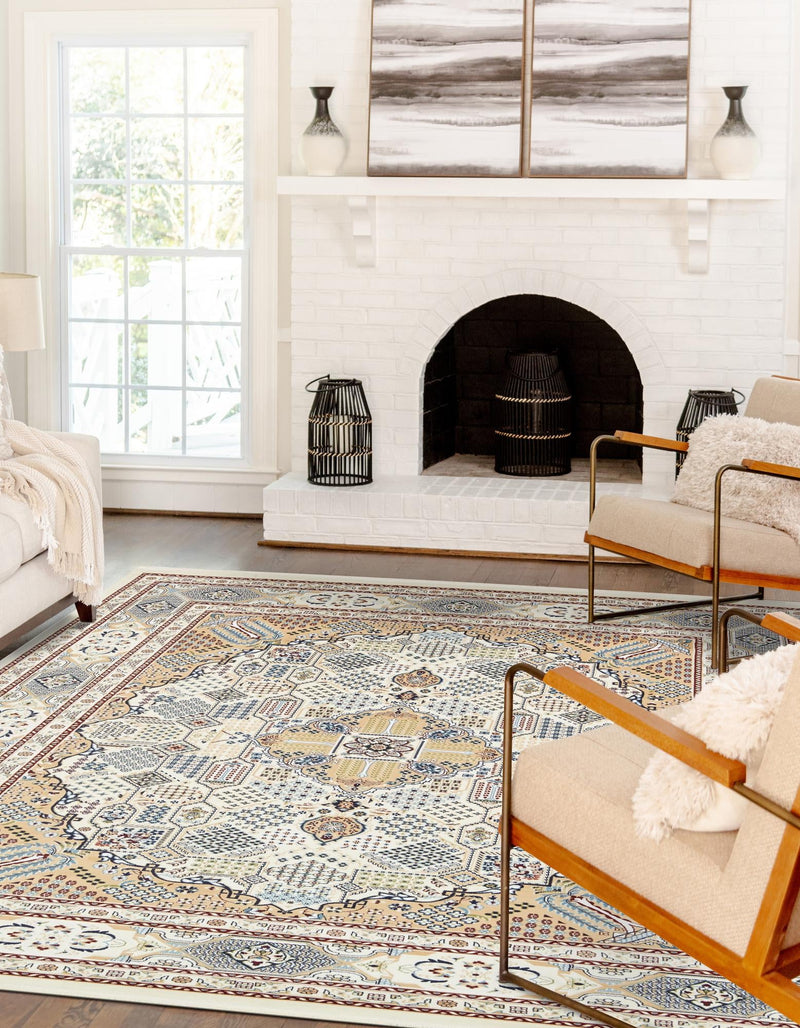 Persian Elegance Collection Area Rug -  Kashan Rectangle Ivory  lifestyle 14