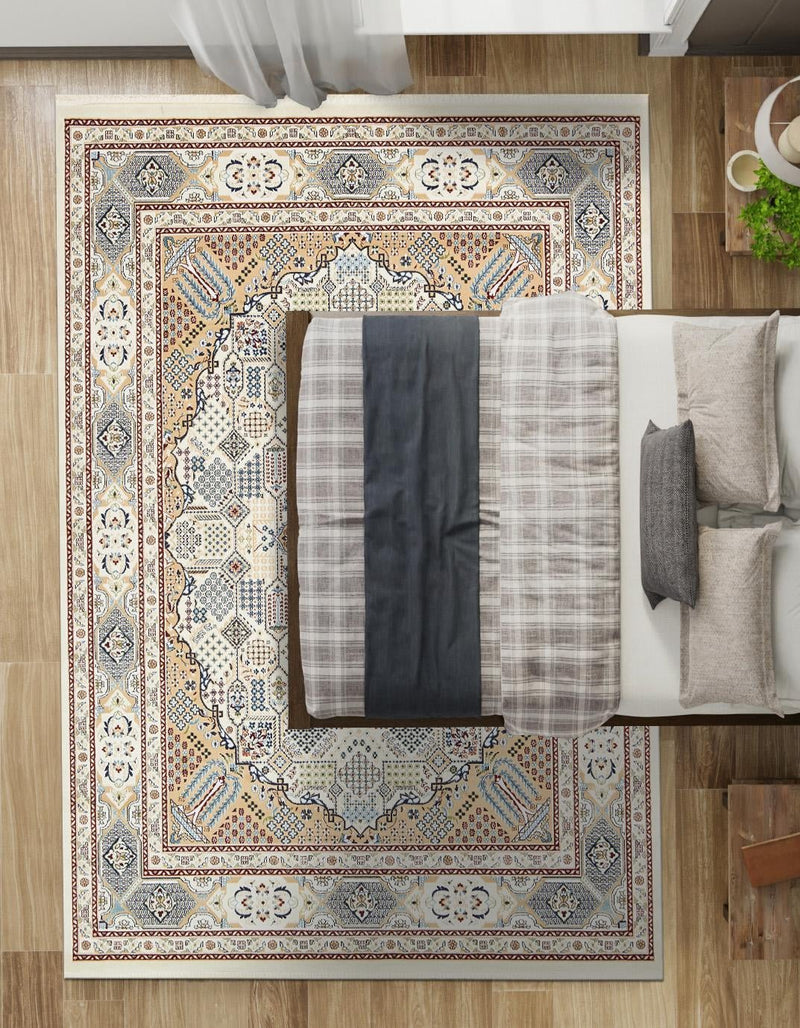 Persian Elegance Collection Area Rug -  Kashan Rectangle Ivory  lifestyle 21