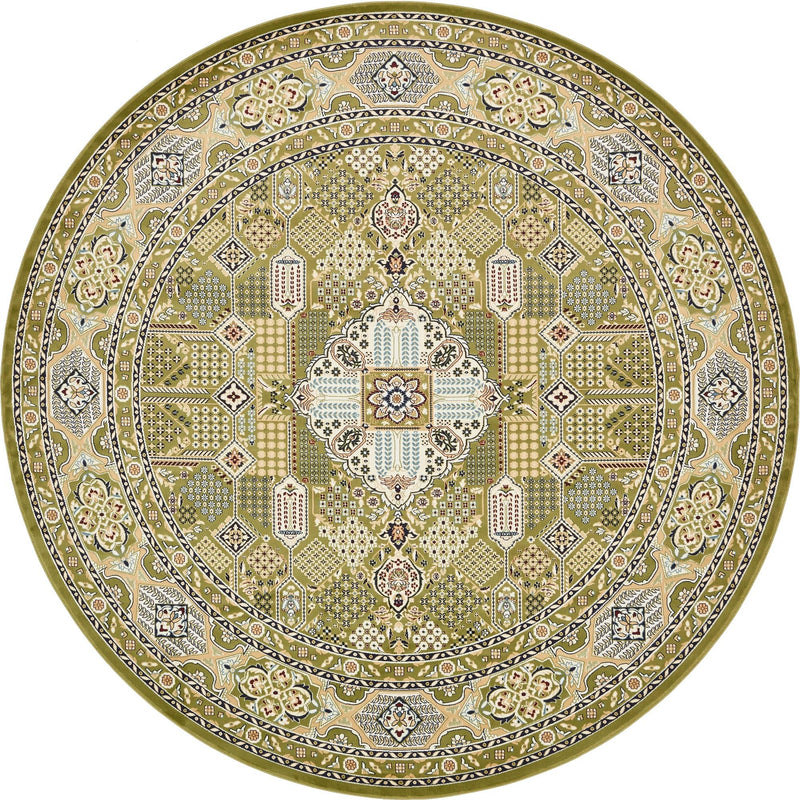 Persian Elegance Collection Area Rug -  Kashan Round Green  lifestyle 45