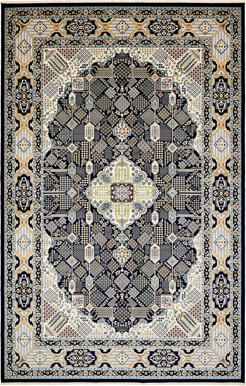 Persian Elegance Collection Area Rug -  Kashan Rectangle Navy Blue  lifestyle 6